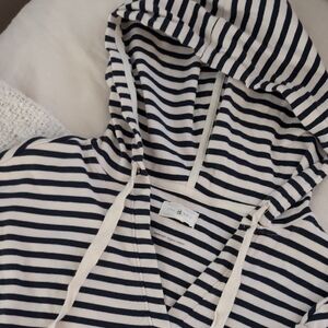 Lou & Grey Navy and Cream Striped Hoodie
